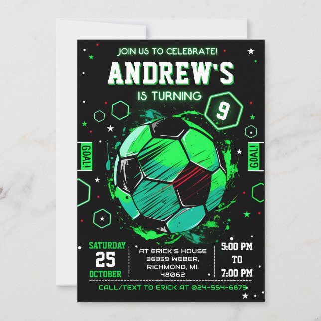 Personal Soccer Birthday Invitation (Front)