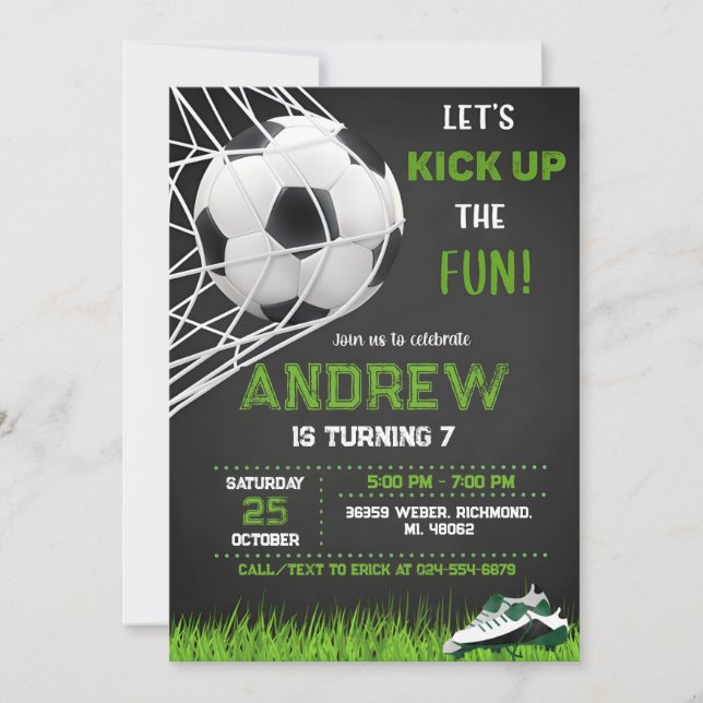 Personal Soccer Birthday Invitation (Front)