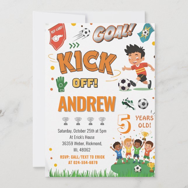 Personal Soccer Birthday Invitation (Front)