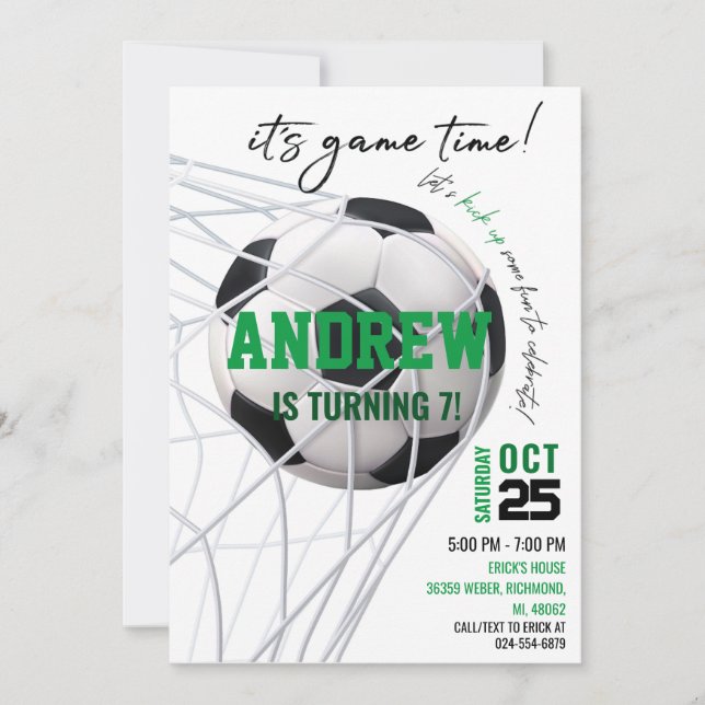 Personal Soccer Birthday Invitation (Front)