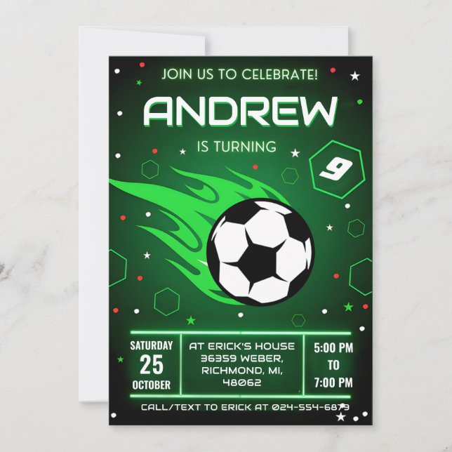 Personal Soccer Birthday Invitation (Front)
