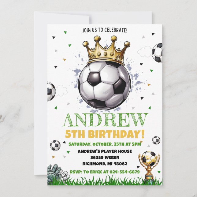 Personal Soccer Birthday Party Invitation (Front)