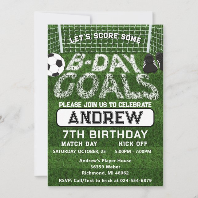 Personal Soccer Birthday Party Invitation (Front)