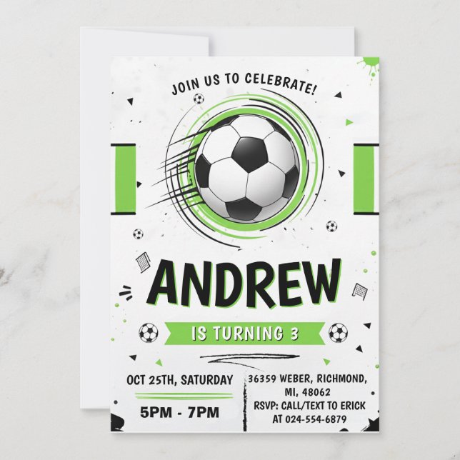 Personal Soccer Birthday Party Invitation (Front)