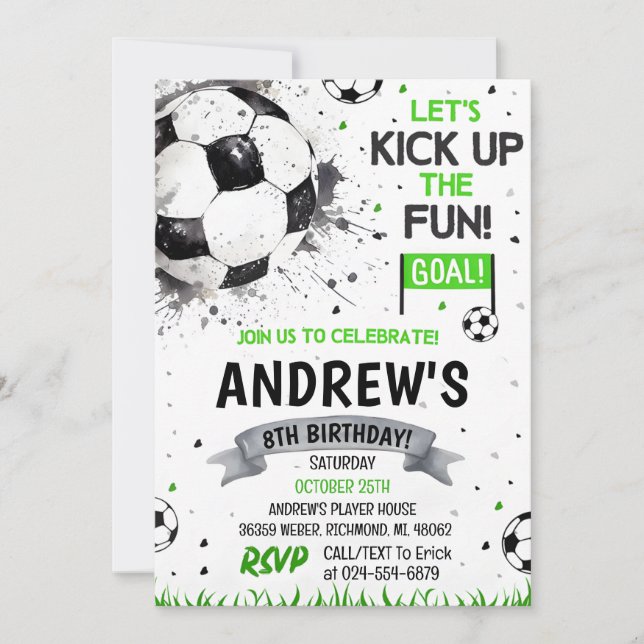 Personal Soccer football Birthday Invitation (Front)