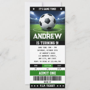 Personal Soccer game Ticket Birthday Invitation