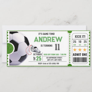Personal Soccer Game Ticket Party Invitation