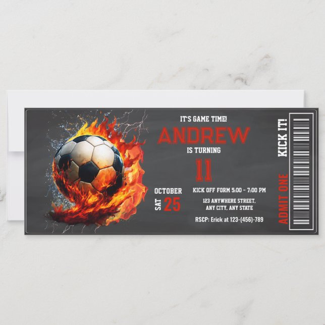Personal Soccer Ticket Birthday boys Party  Invitation (Front)