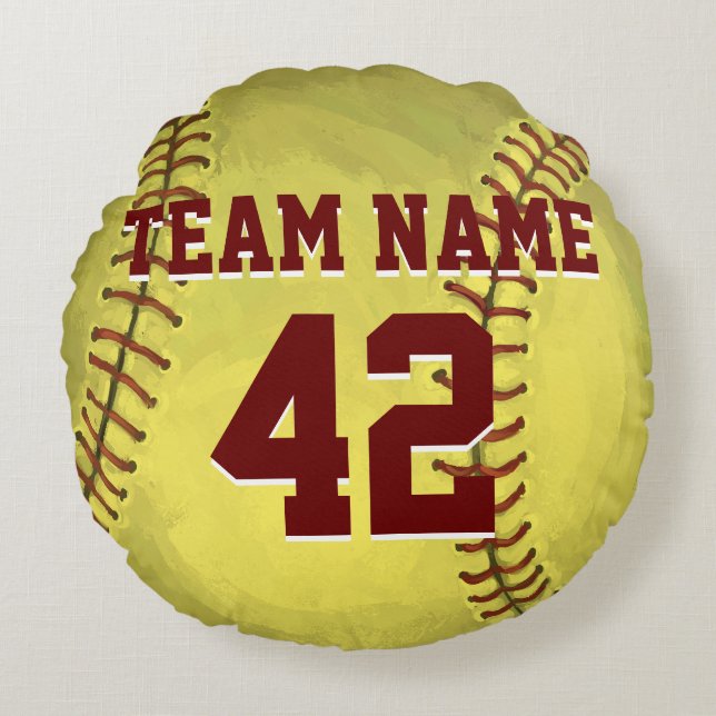 Personal Softball Art Round Cushion (Front)