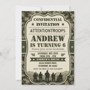 Personal Soldier Military Birthday party Invitation