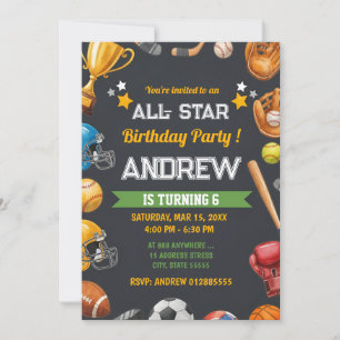 Personal Sport All-Star Birthday Party Invitation