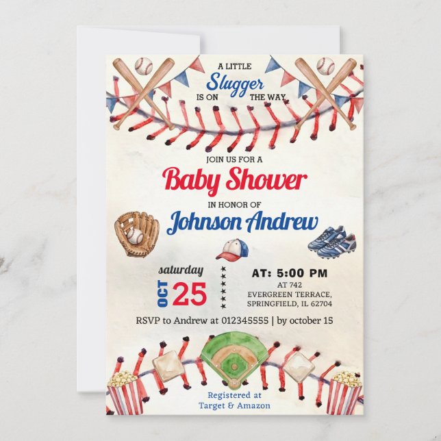 Personal Sport Baseball Baby Shower little slugger Invitation (Front)