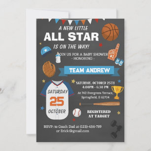 Personal Sports All Star Baby Shower Invitation