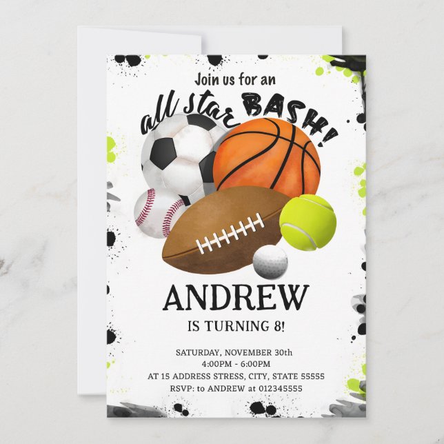 Personal Sports Birthday For kid Invitation  (Front)