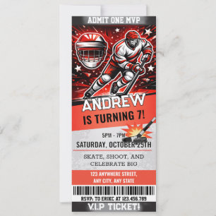 Personal Sports Hockey Ticket Skating Birthday Invitation