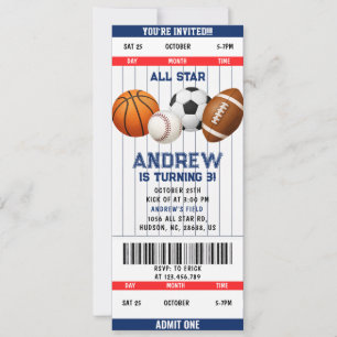 Personal Sports Ticket All Star Party Invitation