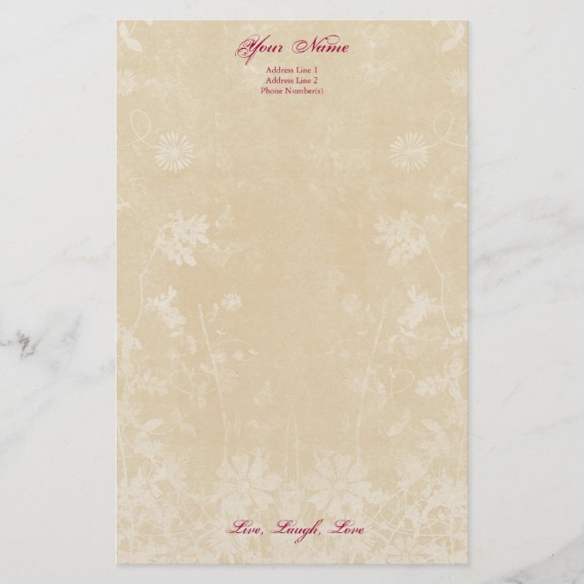 Personal Stationery Letterhead, Classy Cream (Front)