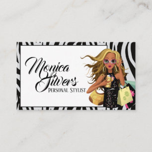 Personal Stylist Female with Zebra Background Business Card