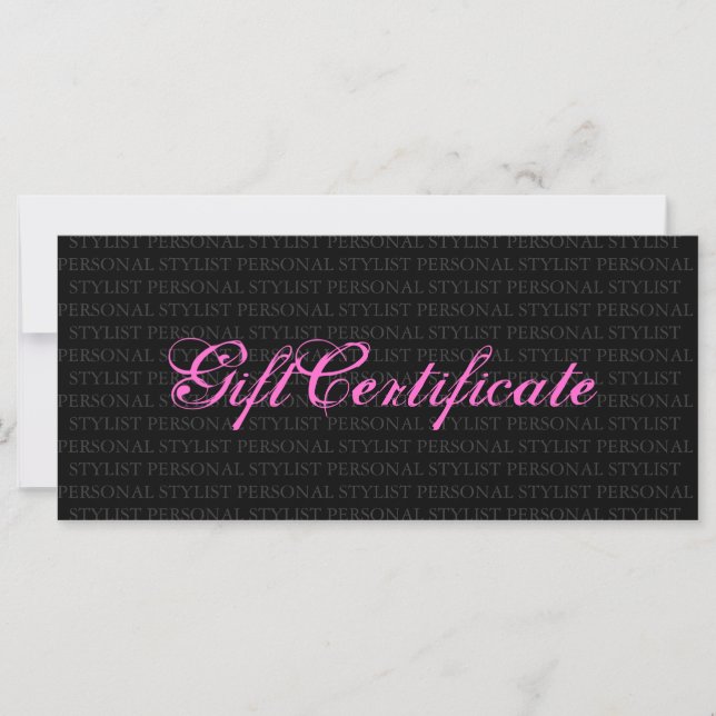 Personal Stylist Gift Certificate (Front)