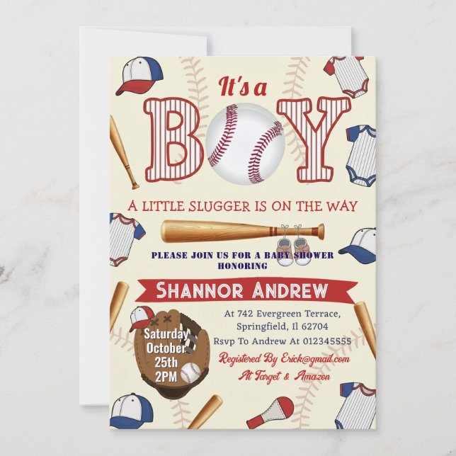 Personal Swing on Over Baseball Team Baby Shower Invitation (Front)