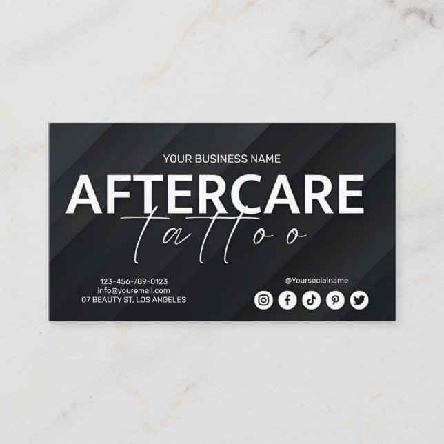 Personal Tattoo Aftercare Card Template with Icon (Front)