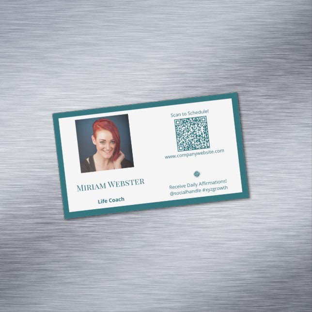 Personal Teal Life Coach Business Card Magnet (In Situ)