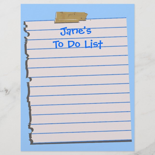 Personal To Do List  Letterhead Stationery (Front)