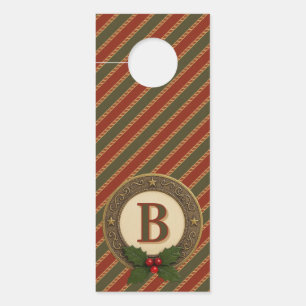 personal traditional colored Christmas striped Door Hanger