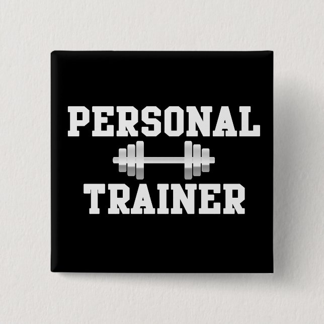 Personal Trainer Black and White Dumbell Training 15 Cm Square Badge (Front)