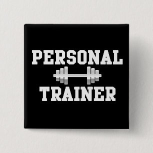 Personal Trainer Black and White Dumbell Training 15 Cm Square Badge