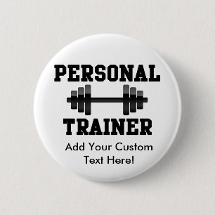 Personal Trainer Black and White Dumbell Training 6 Cm Round Badge