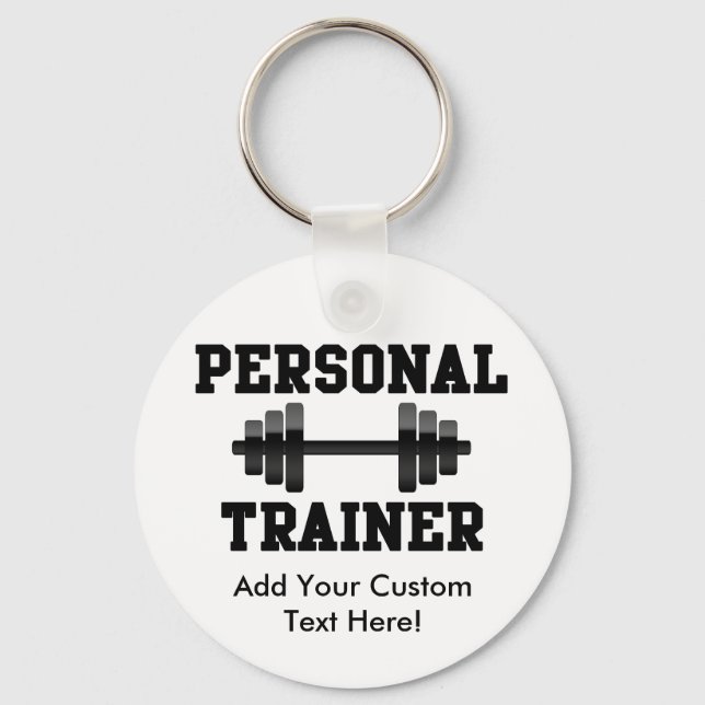 Personal Trainer Black and White Dumbell Training Key Ring (Front)