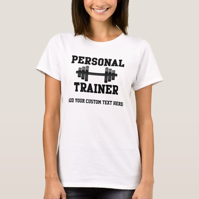 Personal Trainer Black and White Dumbell Training T-Shirt (Front)