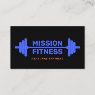 Personal Trainer Blue Barbell Fitness Black Business Card