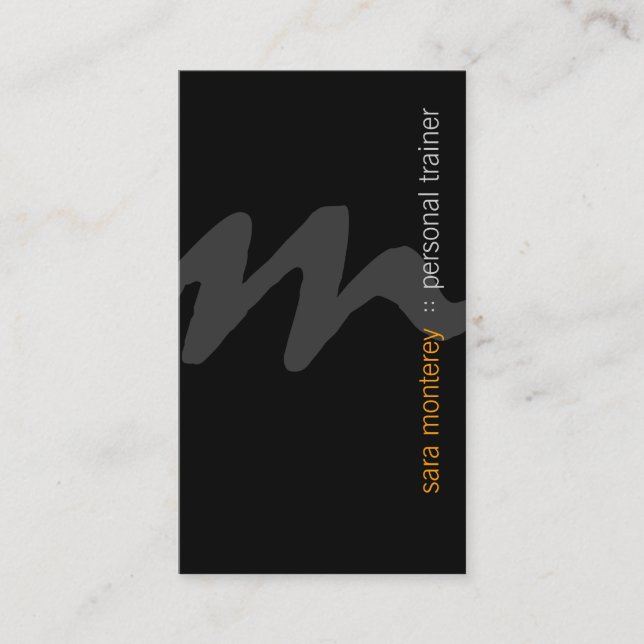 Personal Trainer Bold Monogram Business Card (Front)