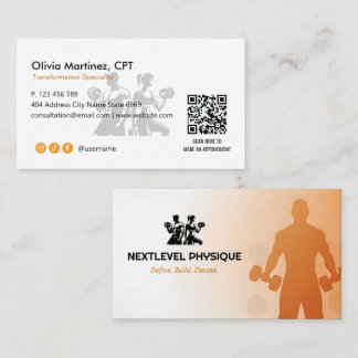 Personal Trainer Business | Orange White Business Card