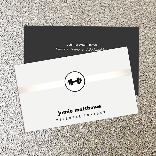 Personal Trainer Dumbbell Logo Fitness Instructor Business Card (Creator Uploaded)