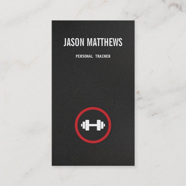Personal Trainer Dumbbell Logo Fitness Training Business Card (Front)