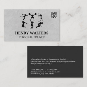 Personal Trainer Fitness Activities QR Code Business Card