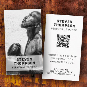 Personal Trainer Fitness Athlete Photo QR Code Business Card