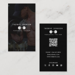 Personal Trainer Fitness Coach Photo QR Code Business Card
