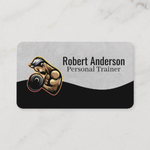 Personal Trainer   Fitness Logo   Weight Lifting Business Card