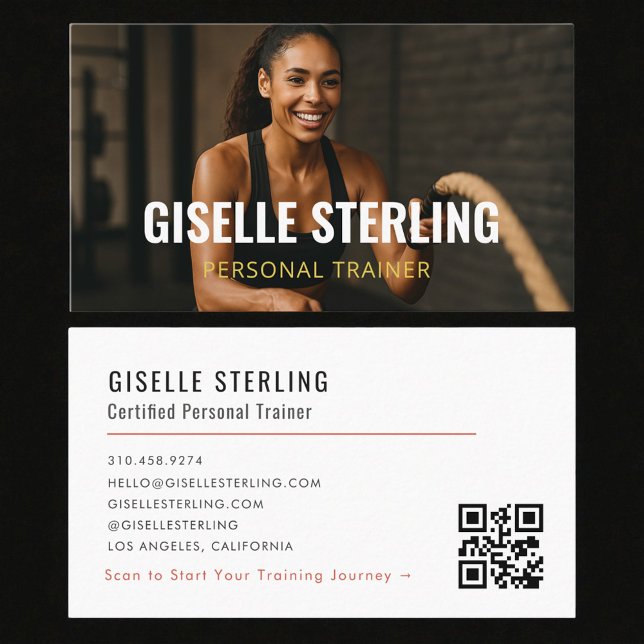 Personal Trainer Fitness Photo QR Code Business Card (Creator Uploaded)