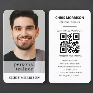 Personal Trainer Fitness QR Code Photo Business Card