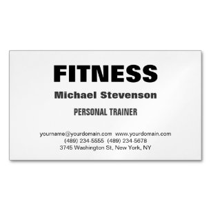 Personal Trainer Fitness Trendy Stylish Magnetic Business Card