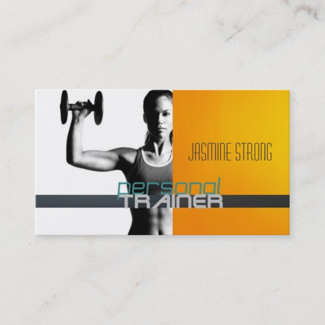 Personal Trainer, Fitness, Women, Lady, Gym Business Card (Front)
