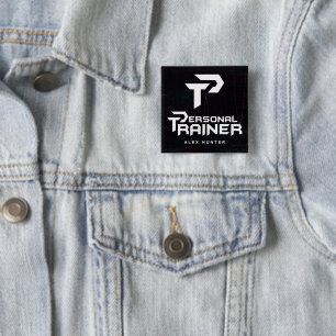 Personal Trainer Gym Fitness Personalised 15 Cm Square Badge