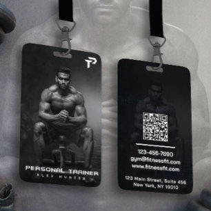 Personal Trainer Gym Fitness Personalised (2 SIDE) ID Badge