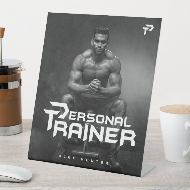 Personal Trainer Gym Fitness Personalised Pedestal Sign (In SItu)