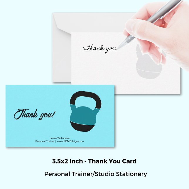 Personal Trainer Kettlebell Landscape Thank You Card (Personal Trainer Kettlebell Landscape Thank You Note Card, 3.5x2 Inch)